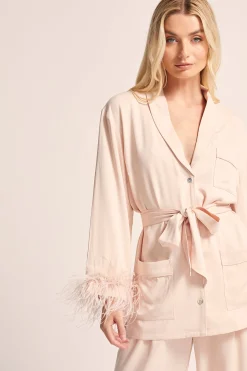 Homebodii Emilie Feather Trim Pyjama Set New