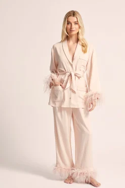 Homebodii Emilie Feather Trim Pyjama Set New