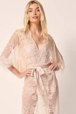 Homebodii Kassiah Blush Lace Robe Hot