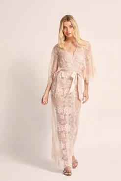 Homebodii Kassiah Blush Lace Robe Hot